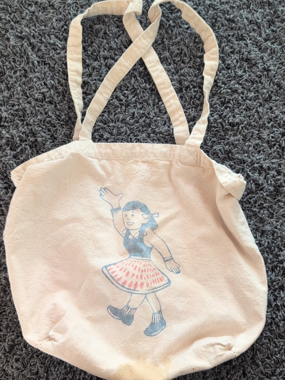 Rickie Lee Jones Nancy Canvas Tote Bag with Dance Girl Graphic - Beige